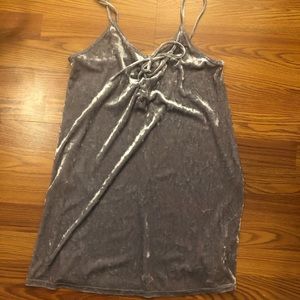 Velvet lace up mini dress